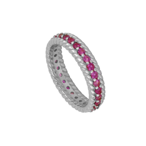 anillo doble rubi plata