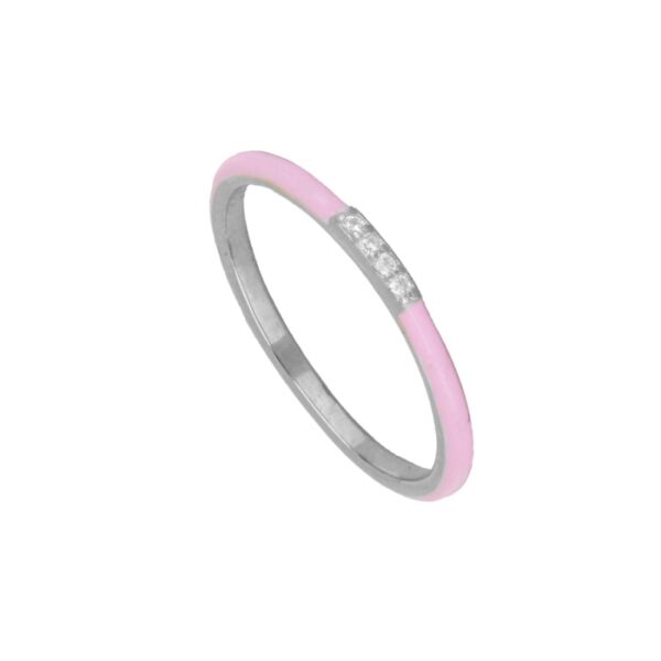 anillo enamel lila plata