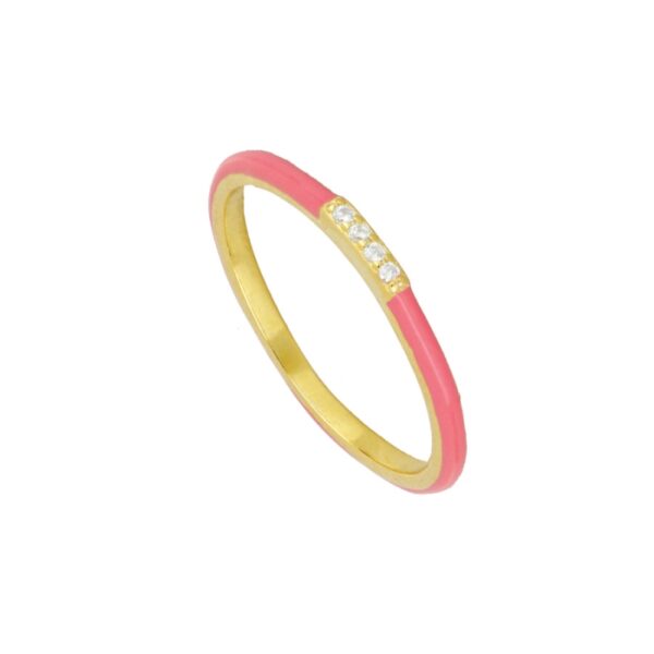 anillo enamel rosa fluor gold