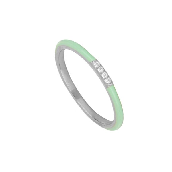 anillo enamel verde lima plata