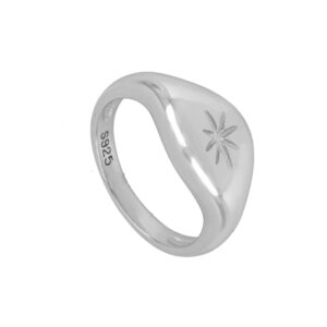 anillo sello estrella plata