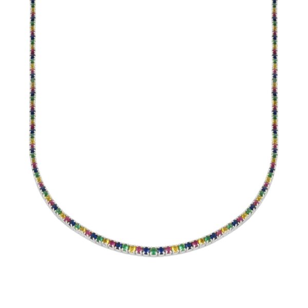 gargantilla multicolor circonitas plata