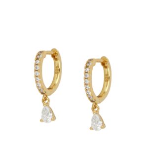 pendiente aro circonita blanca gold