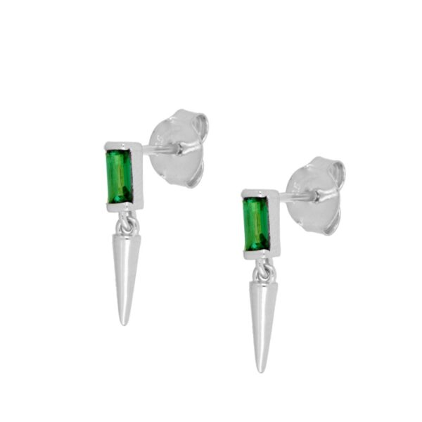 pendiente punzon verde plata