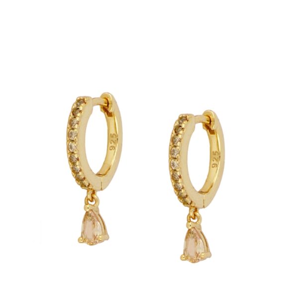 pendientes aro circonita champan gold