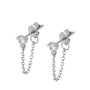 pendientes cadenas circonitas plata