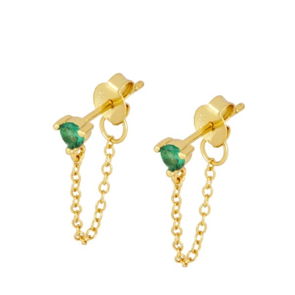 pendientes cadenas verde gold
