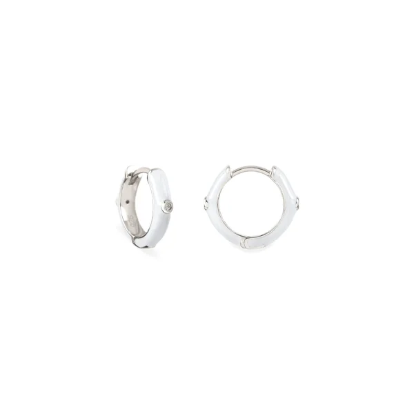 pendientes enamel blanco plata