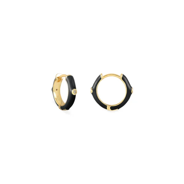 pendientes enamel negro gold