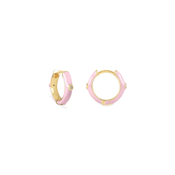 pendientes enamel rosa gold