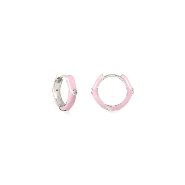 pendientes enamel rosa plata
