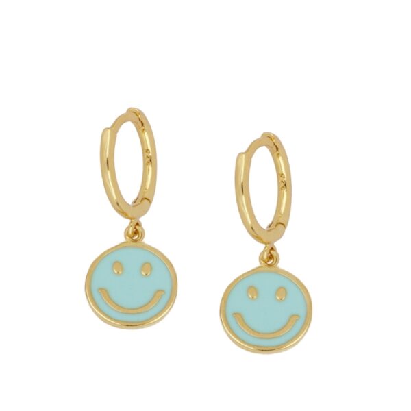 pendientes smile enamel turquesa gold