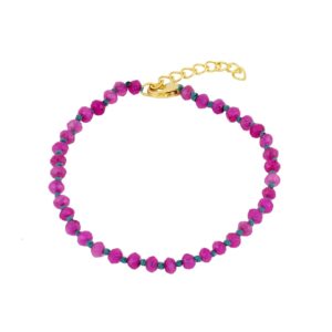 pulsera calcedonia rosa dorada