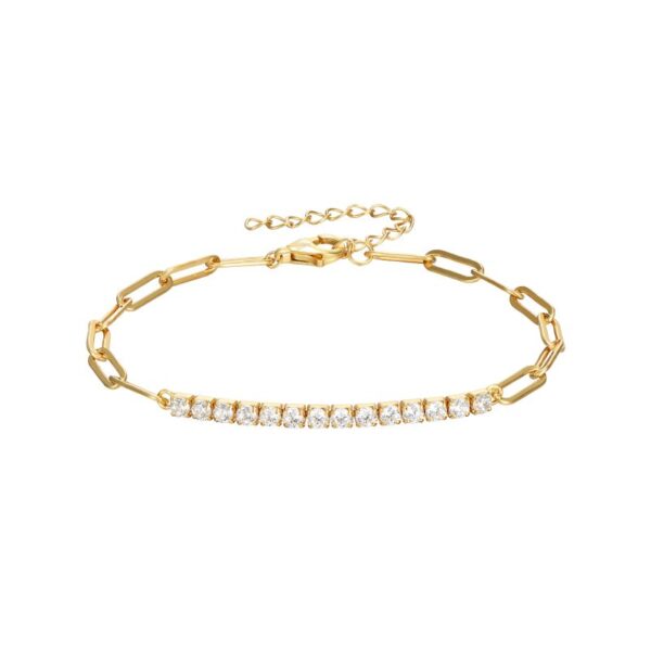 pulsera circonitas eslabones gold