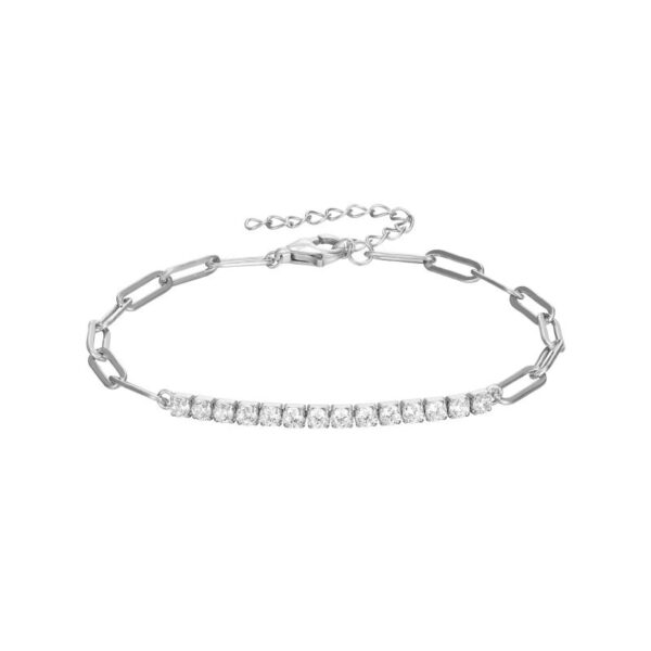pulsera circonitas eslabones plata