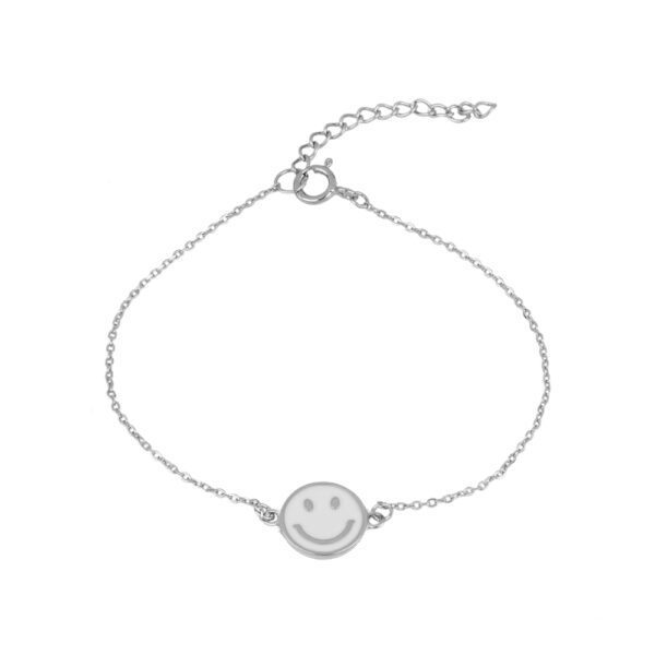 pulsera smile enamel blanco plata