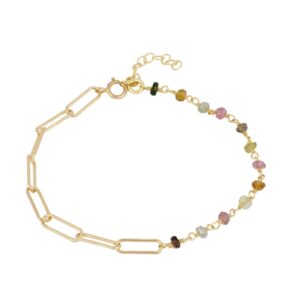 pulsera turmalina y eslabon gold