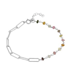 pulsera turmalina y eslabon plata