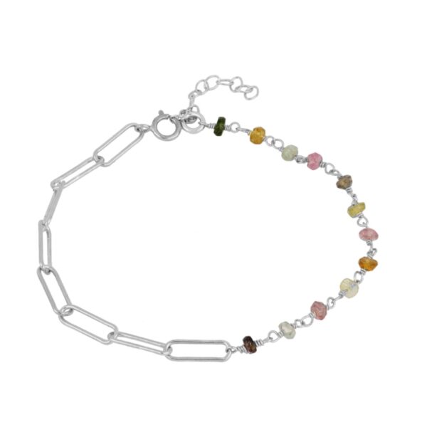 pulsera turmalina y eslabon plata