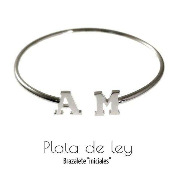 brazalete doble inicial plata