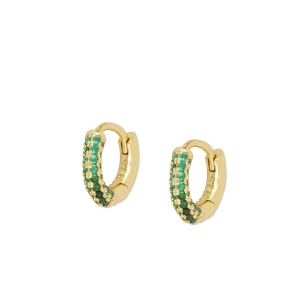 pendientes aros circonita verde gold