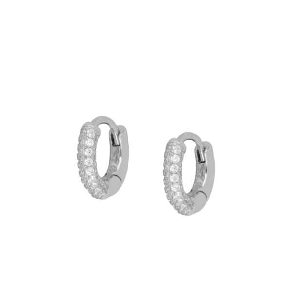 pendientes aros circonitas plata
