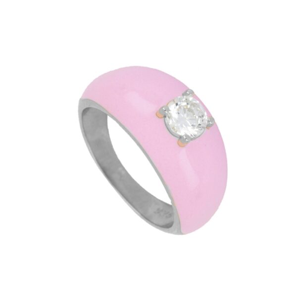 anillo enamel rosa claro