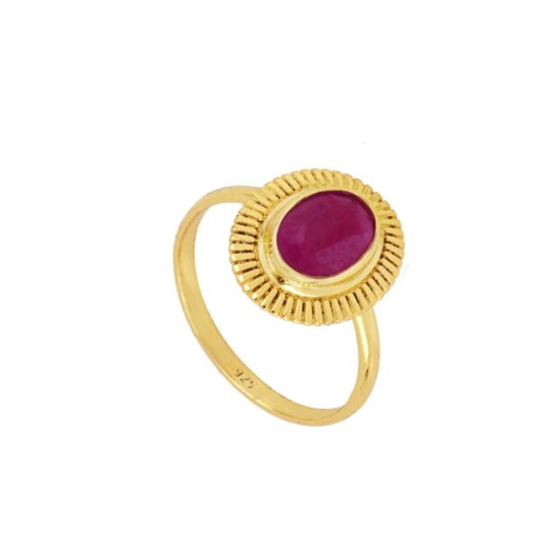 anillo clepor calcedonia fucsia gold