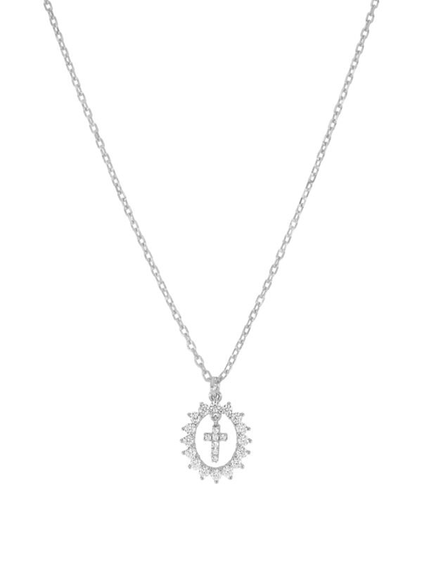 gargantilla cruz oval silver