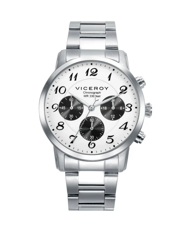 Reloj Acero Esfera Blanca Cronografo