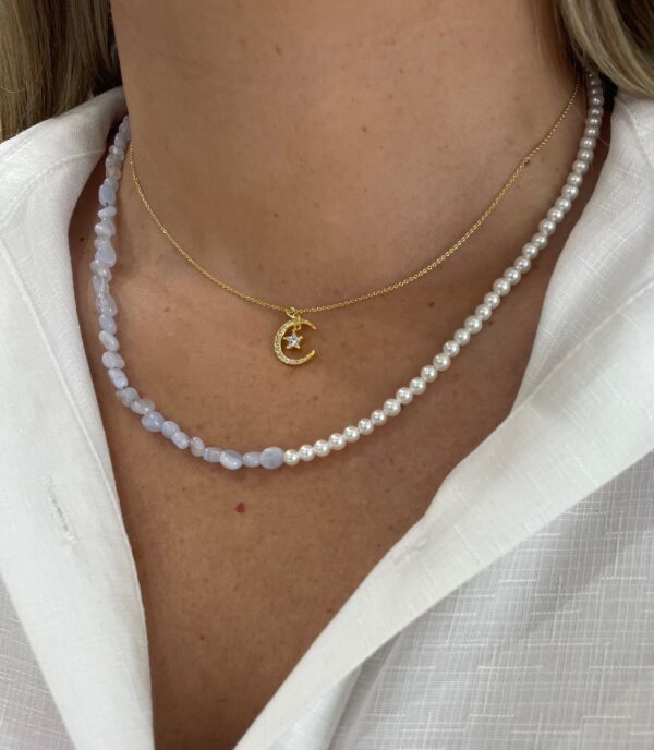 collar agata y perlas foto