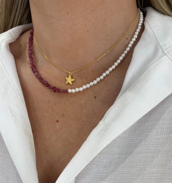 collar turmalina rosa y perlas foto