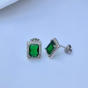 Pendientes Pure Vintage Cuadrado Esmeralda Silver