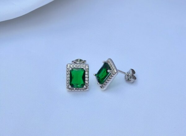 Pendientes Pure Vintage Cuadrado Esmeralda Silver