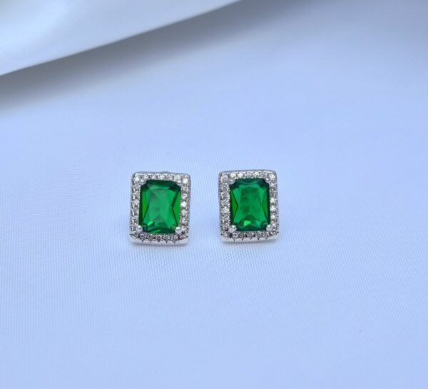 Pendientes Pure Vintage Cuadrado Esmeralda Silver - Imagen 2