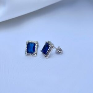 Pendientes Pure Vintage Cuadrado Zafiro Silver