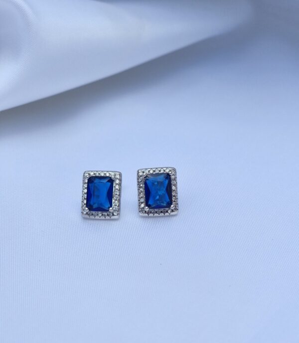 Pendientes Pure Vintage Cuadrado Zafiro Silver - Imagen 2