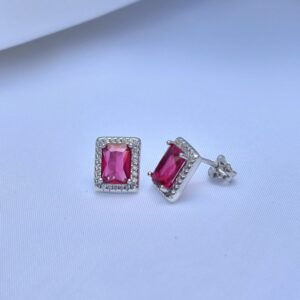 Pendientes Pure Vintage Cuadrado Rubi Silver