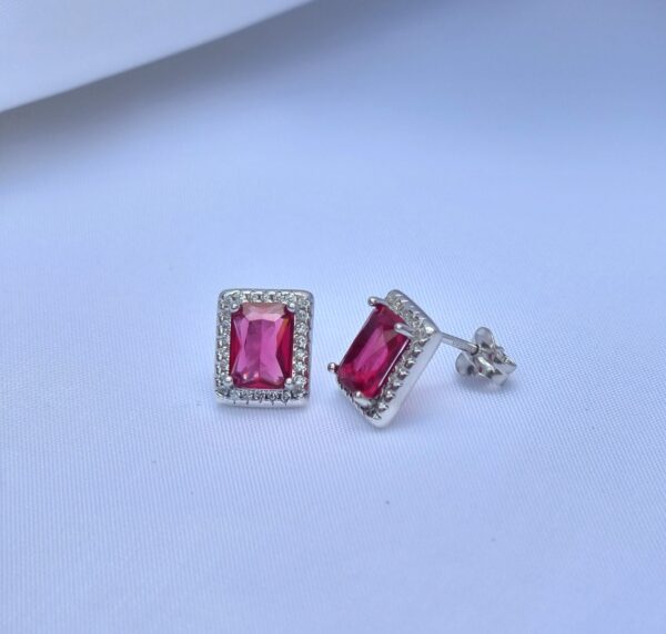Pendientes Pure Vintage Cuadrado Rubi Silver