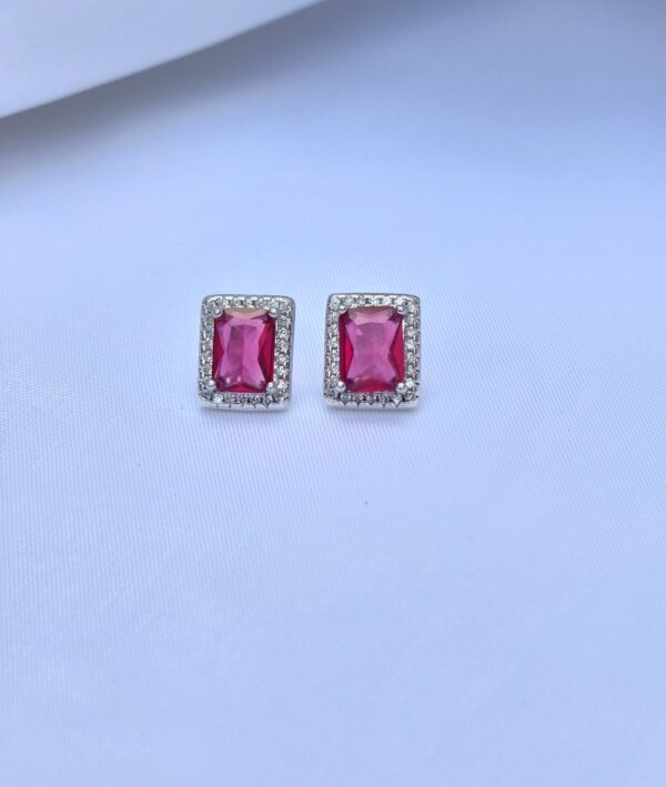 Pendientes Pure Vintage Cuadrado Rubi Silver - Imagen 2