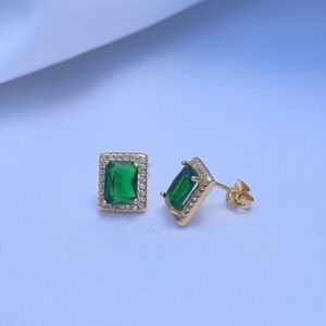 Pendientes Pure Vintage Cuadrado Esmeralda Gold