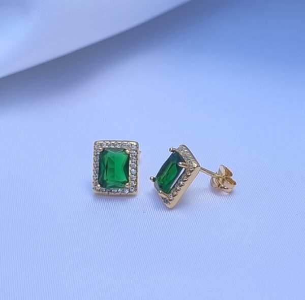 Pendientes Pure Vintage Cuadrado Esmeralda Gold