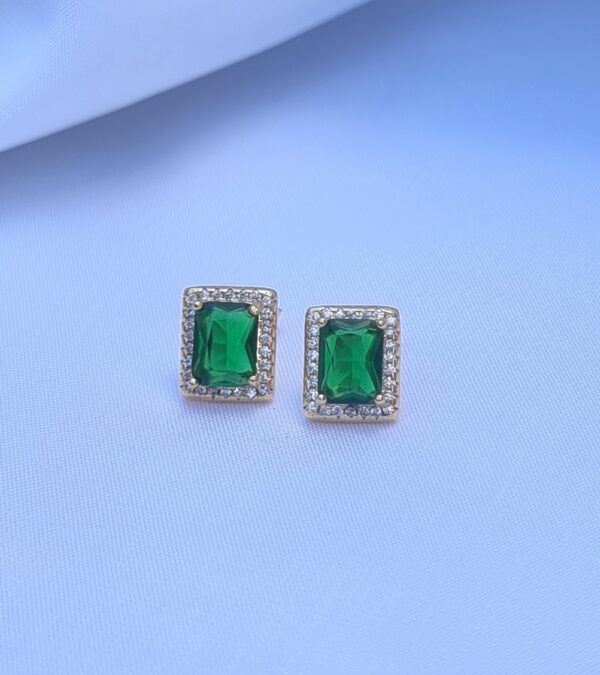 Pendientes Pure Vintage Cuadrado Esmeralda Gold - Imagen 2
