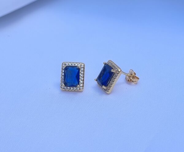 Pendientes Pure Vintage Cuadrado Zafiro Gold