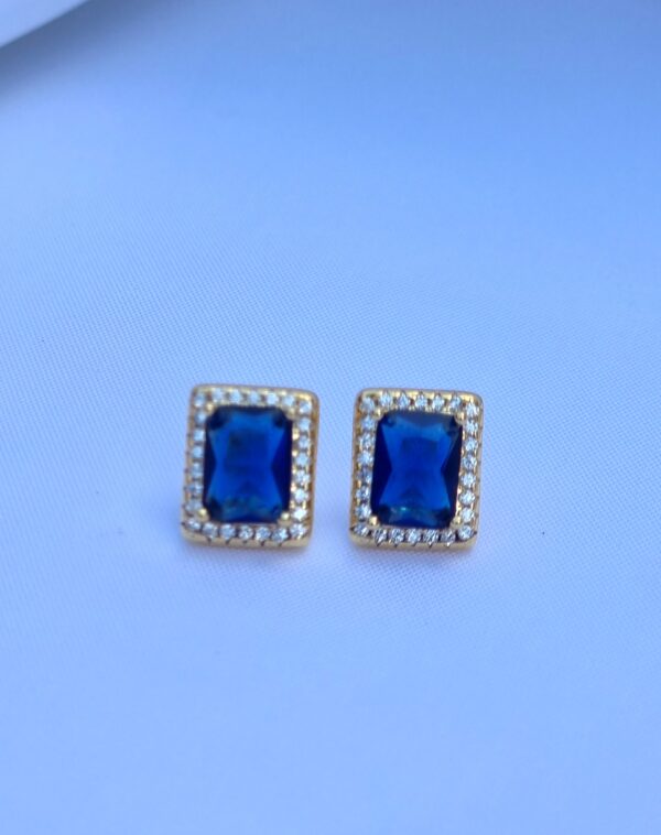 Pendientes Pure Vintage Cuadrado Zafiro Gold - Imagen 2