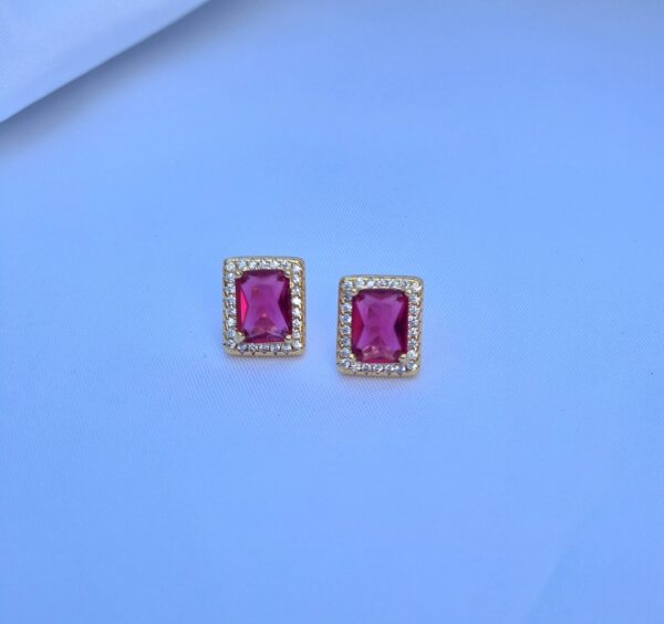 Pendientes Pure Vintage Cuadrado Rubi Gold - Imagen 2