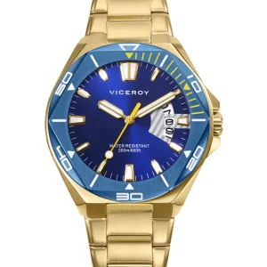 Reloj Acero Dorado Viceroy Ip Azul