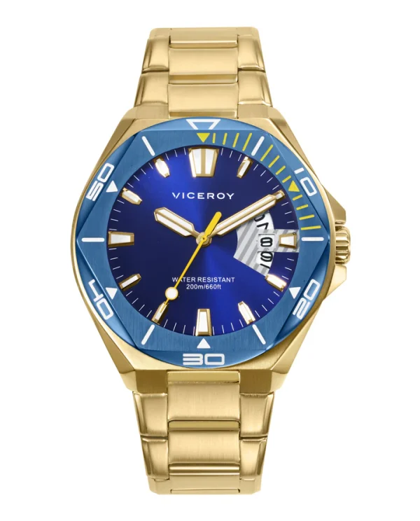 Reloj Acero Dorado Viceroy Ip Azul