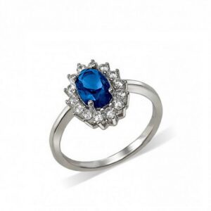 sortija plata glass azul