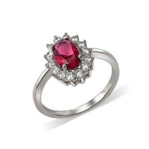 sortija plata glass rojo ztas